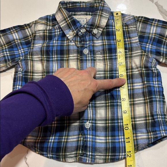The Children’s Place Boys Blue Flannel Plaid Button Down Dress Shirt 6-9 Months - Picture 15 of 15